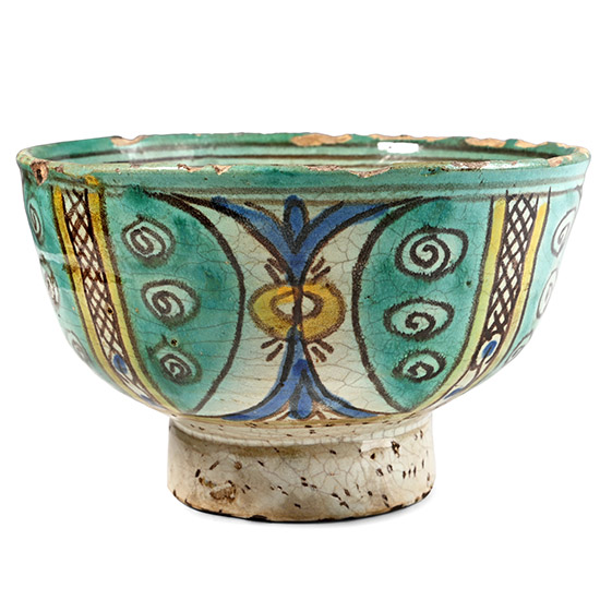 Kutahya Glazed Terracotta Footed Bowl