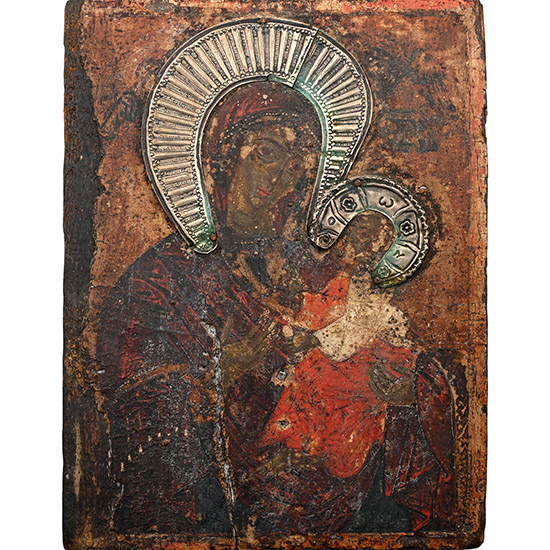 Antique Icon of Mary Theotokos with Child