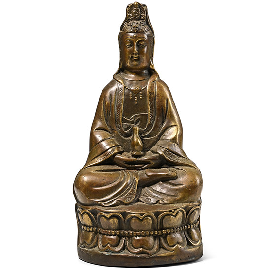 Chinese Ming Style Bronze Seated Guanyin Figure