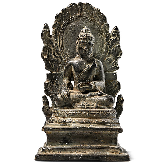 Antique Bronze Buddha Shakyamuni Seated on Throne