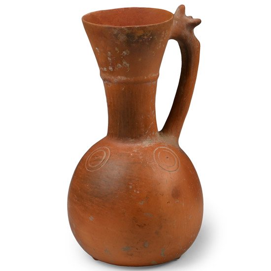 Western Asiatic Decorated Terracotta Jug with Zoomorphic Handle