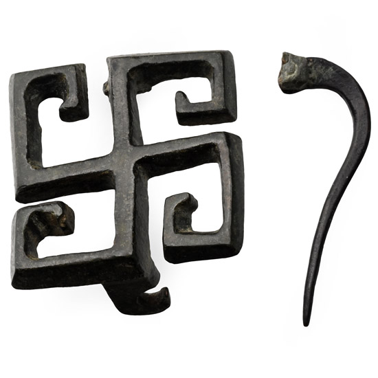 Roman Bronze Fylfot Plate Brooch