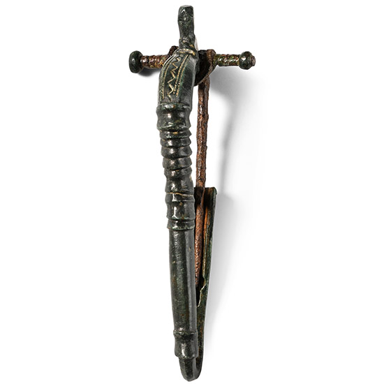 Large Roman Bronze Bow Brooch with Iron Pin