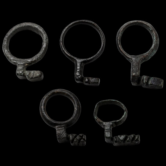 Roman Bronze Key Ring Group