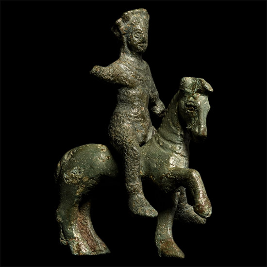 Roman Bronze Horse and Rider Statuette