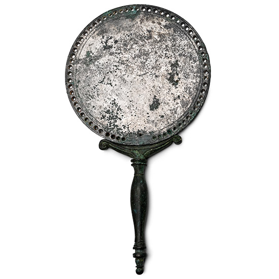 Roman Bronze Mirror Handle and Tinned Mirror