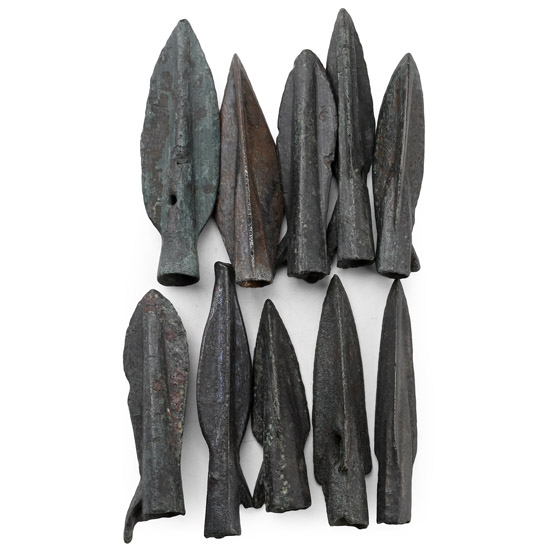 Greek Bronze Socketted Arrowhead Group