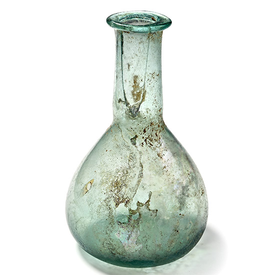 Roman Aqua Glass Bottle