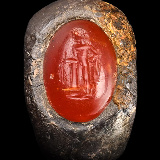 Roman Silver Ring with Apollo Gemstone