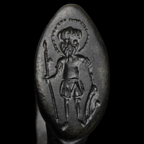 Byzantine Bronze Ring with Saint Demetrios