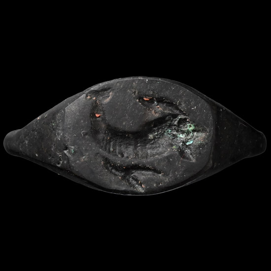 Greek Bronze Ring with Dolphin