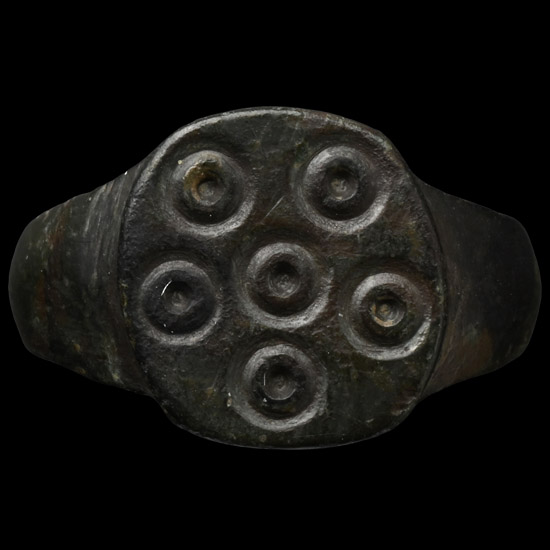 Medieval Bronze Ring with Ring-and-Dot Design