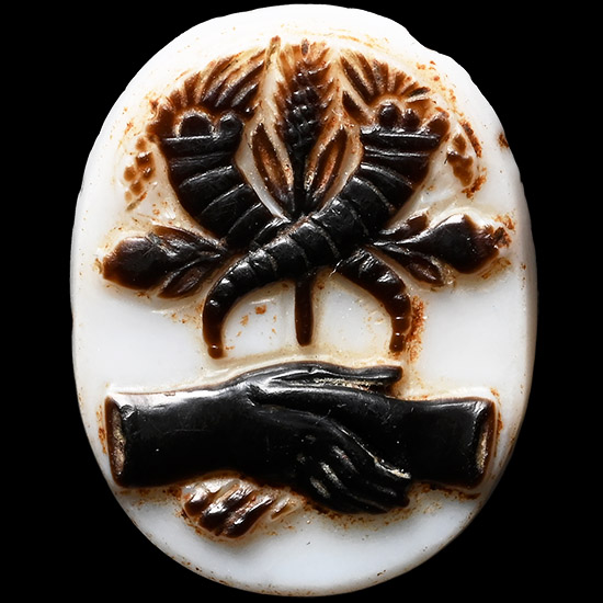 German Hohenstaufen Period Gemstone with Clasped Hands and Cornucopiae