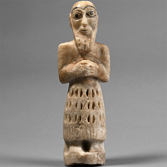 Large Sumerian Alabaster Votive Statue of a Male Worshipper