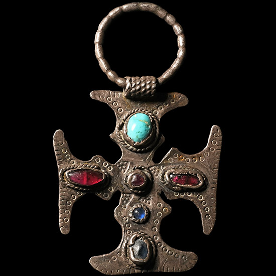 Medieval Silver Jewelled Cross Pendant