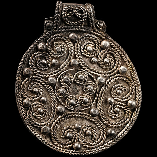 Viking Silver Pendant with Filigree Scrolls