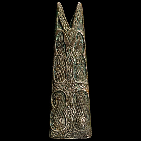Viking Silvered Bronze Fish Pendant with Interlaced Design