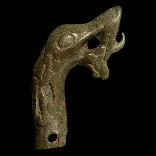 Viking Age Bronze Dragon-Headed Riding Crop Terminal