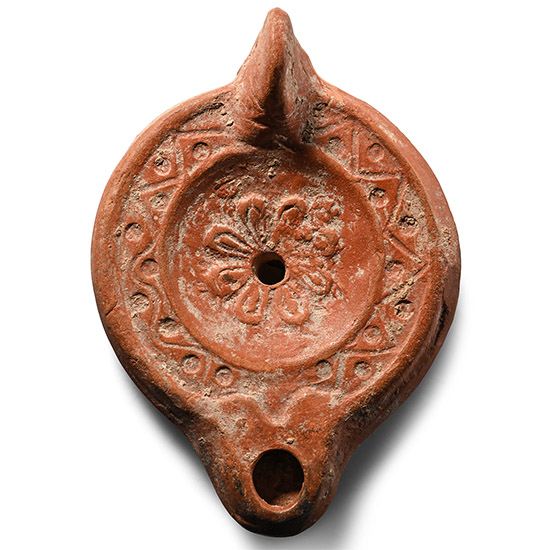 Roman Terracotta Oil Lamp with Rosette
