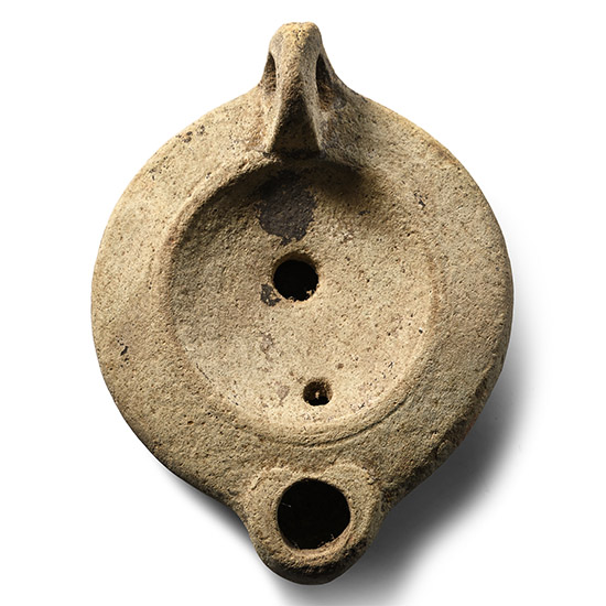 Large Roman Buffware Oil Lamp