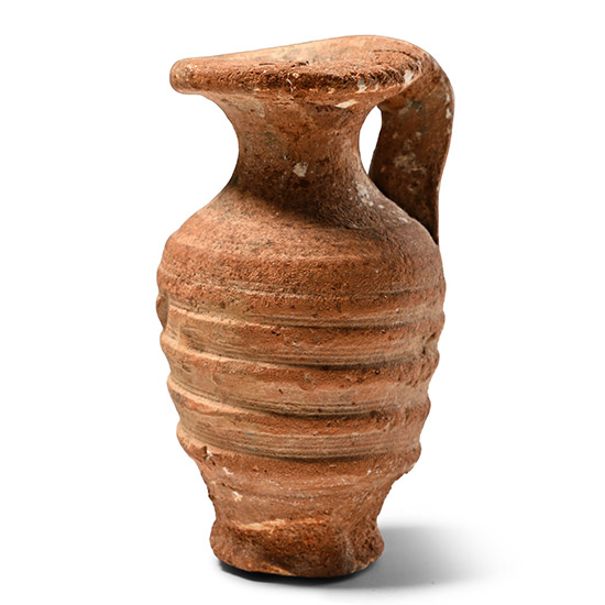 Miniature Greek Redware Ribbed Juglet