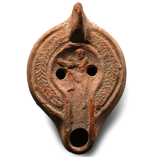 Roman Redware Oil Lamp with Caestarius