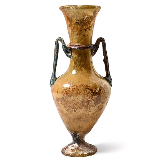 Roman Amber-Coloured Glass Footed Amphora