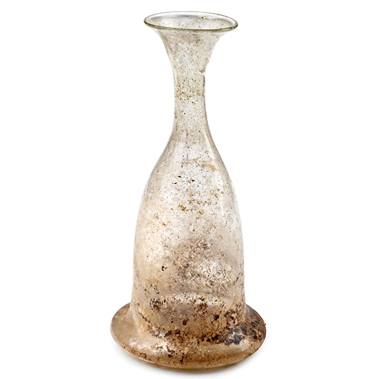 Roman Transluscent Glass Wide Bottomed Bottle