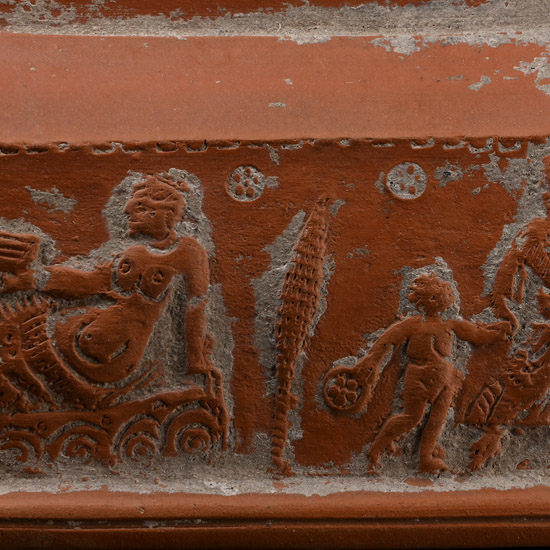 Roman Redware Vessel Sherd with Induction Scene
