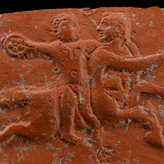 Roman Redware Vessel Sherd with Achilles Riding a Centaur