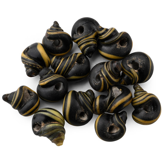 Egyptian Snail-Shaped Ribbon Mosaic Glass Bead Group