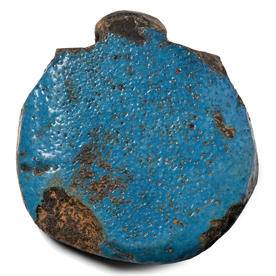 Large Egyptian Bright Blue Faience Sun Disc Amulet