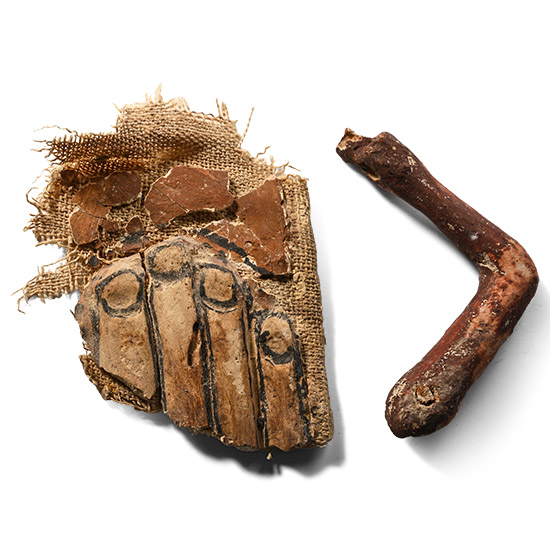 Egyptian Cartonnage Hand Fragment and Wooden Model Arm