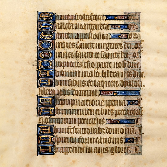 Medieval Bifacial Illuminated Book of Hours Vellum Manuscript Page