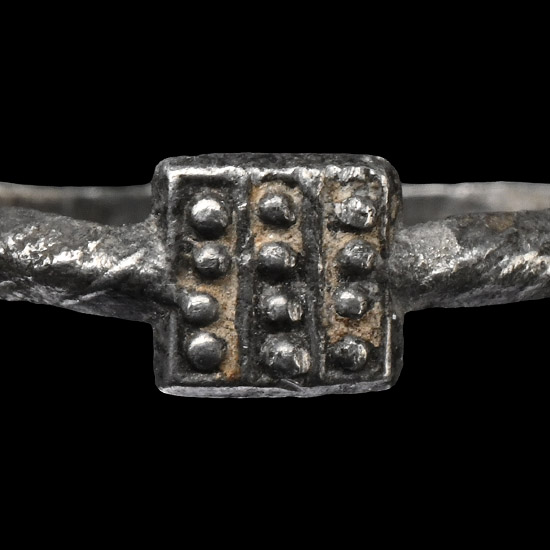 Post Medieval Silver Ring with Rectangular Bezel