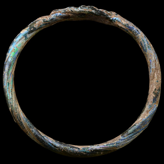 Late Roman Iridescent Twisted Yellow Glass Bracelet