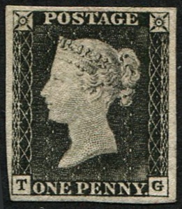 1d Pl.1a TG (SG 3 GREY-BLACK WORN PLATE) MINT