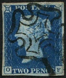 2d Pl.1 OF (SG 4, DEEP FULL-BLUE) VFU