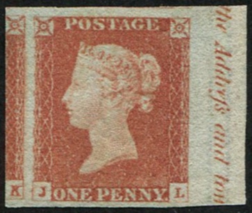 1d Pl.81 JL U/M, SHEET MARGINAL WITH INSCRIPTION