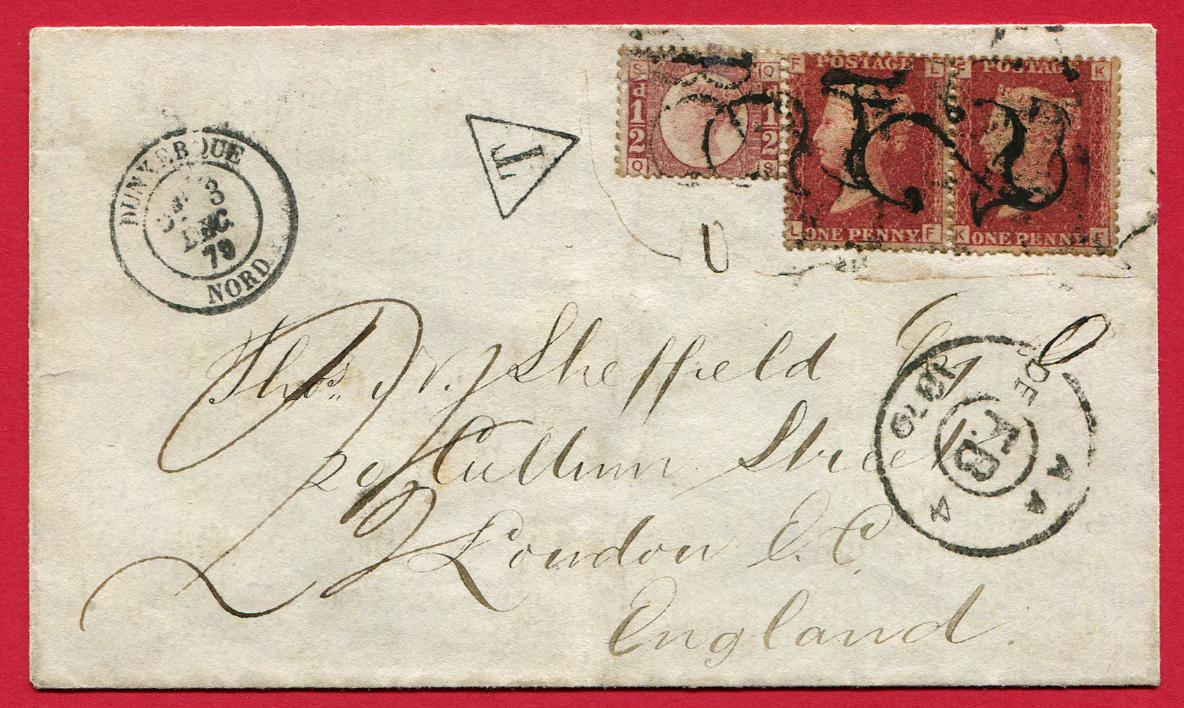 879 ½d SG 48, Pl.13 + 1d Pl.220 PAIR