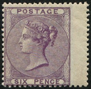 6d SG 69b ON THICK PAPER MINT