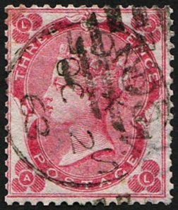 3d SG 76 VFU, well centred London.1862 CDS