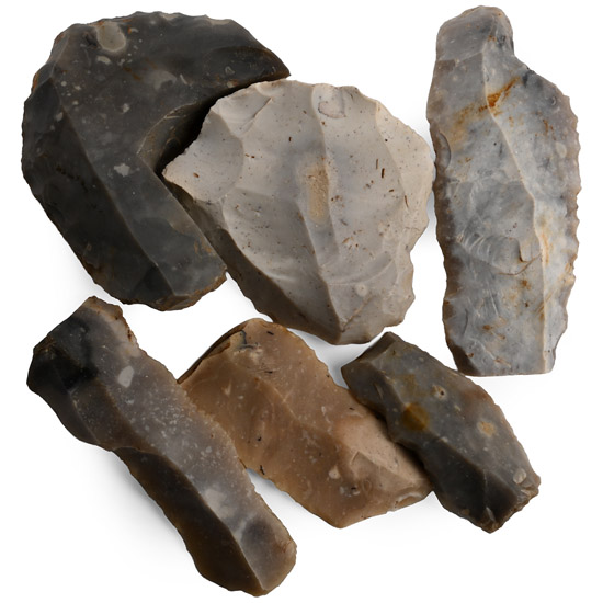 British Stone Age Knapped Flint Blades and Scrapers from Dialstone