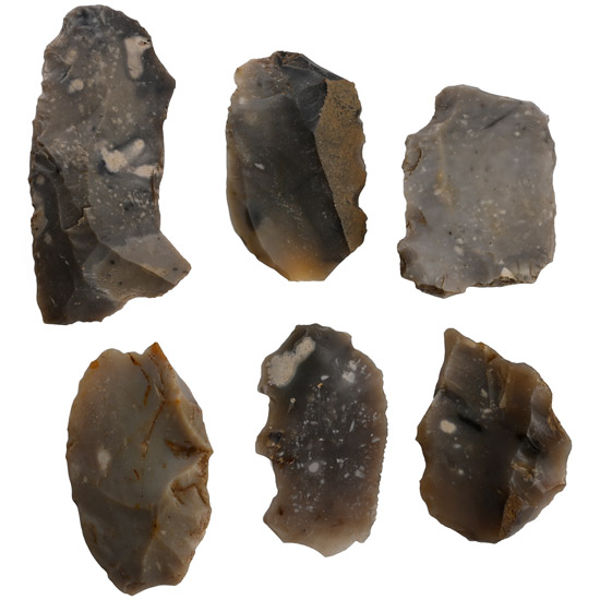 British Stone Age Knapped Flint Scrapers and Blades from Dialstone