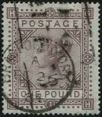 £1 BROWN SG 132 (WMK.ANCHOR, BLUED PAPER) FU