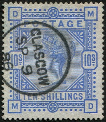 10/- SG 177 (ON BLUED PAPER) VFU