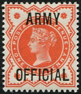 Army ½d SG O41 Variety, VERY DEEP VERMILION U/M