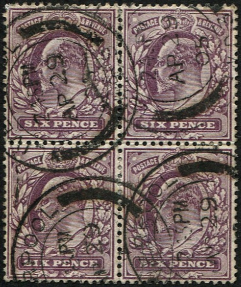 6d SG 246 SLATE PURPLE, BLOCK OF 4 VFU