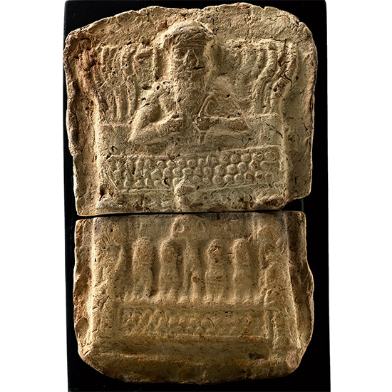 Old Babylonian Terracotta Plaque with God in Chariot Drawn by Lions
