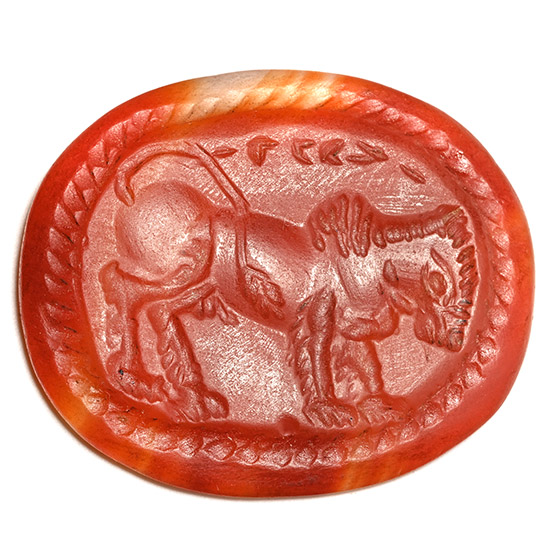 Etruscan Style Carnelian Gemstone with Lion